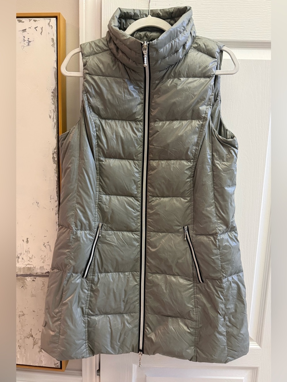 My Anorak metallic silver longline down vest